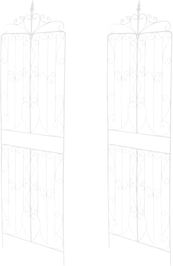 2Pcs Rustic Iron Arch Decoration Garden Trellis Garden Fences Iron Climbing Plant Racks Outdoor Decoration Arched Fence Trellis for Climbing Plants for Patio Lawn Yard（White）