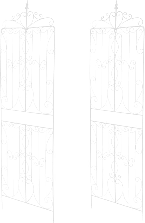 2-Pack Iron Garden Trellis for Climbing Plants 25.59x93.3 Inch Rustic Outdoor Plant Support for Cucumber Morning Glory Ivy Vertical Gardening Yard Patio Lawn Decor (White)