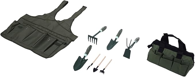 9 Piece Garden Tools Set Gardening Hand Tool with Storage Bag Shovel Multifunctional Garden Weeding Tools Gift for Home Lawn Farm Planting Landscaping Women Men