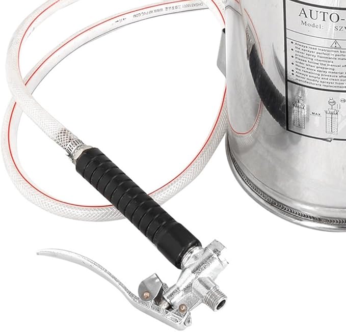 1 Gallon Hand Pump Sprayer 304 Stainless Steel Garden Chemical Sprayer with Pressure Gauge Adjustable Nozzle 13 Sprayer Wand 3.3ft Hose &amp Safety Valve