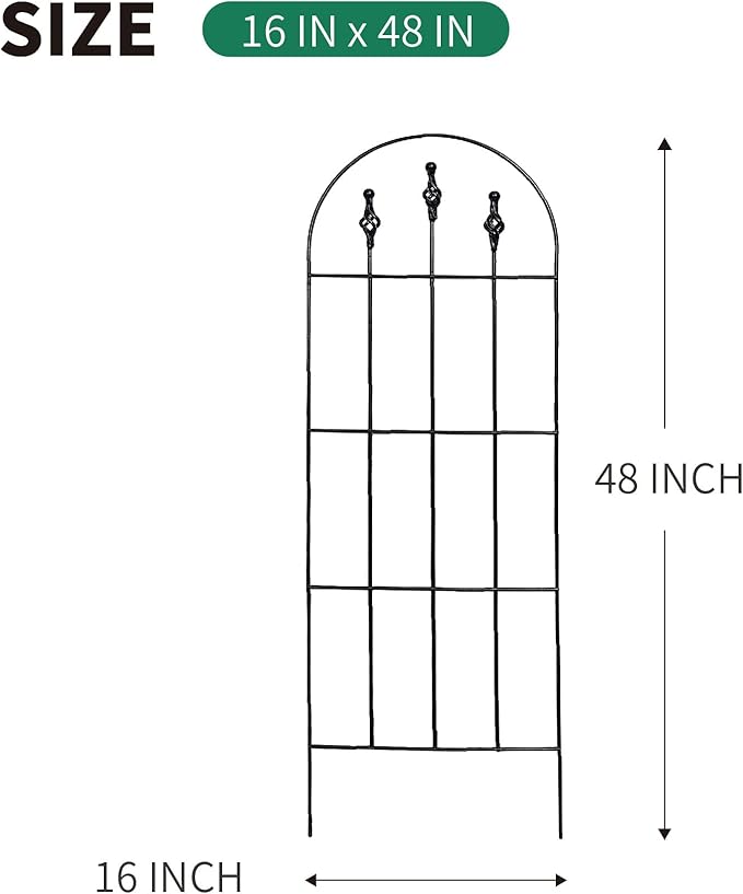 48 H x16 W TrellisBlack Garden Metal Vine Sturdy Trellises for Outdoor Climbing Plants Support Structures B (121cm) 2Pack
