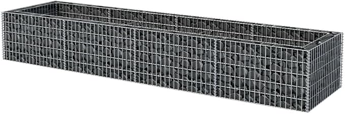 Galvanized Steel Gabion Raised Bed Gabion Wall Garden Stone Cages Basket for Outdoor Landscape Lawn Vegetable Flower 141.7x35.4x19.7 -AA