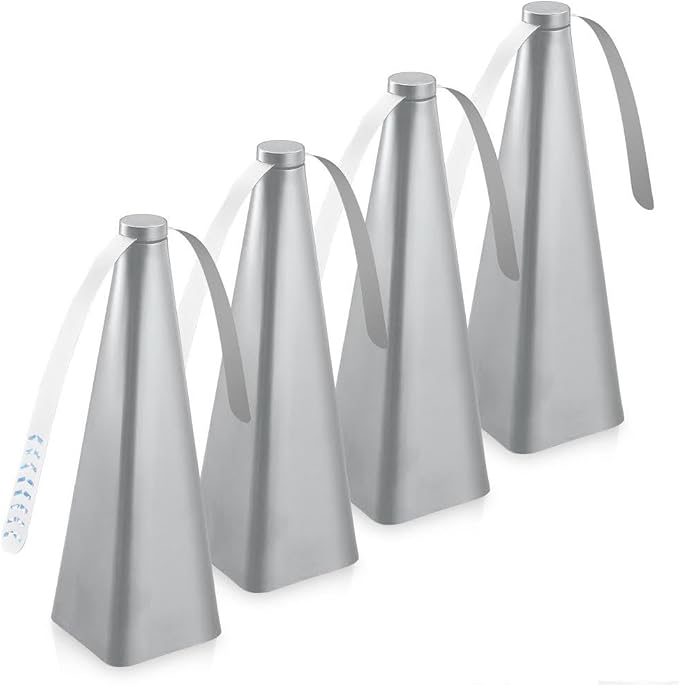 Treva Chemical Free Bug Fan Fly Deterrent with Holographic Blades to Clear Bugs Mosquitoes and Flies Battery Powered Fly Fan Silver (4 Pack)