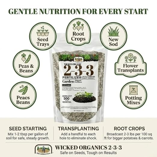 Old Cobblers Farm Wicked Organic Seed Starter Fertilizer 2-3-3 – Gentle Nutrition for Strong Root Development (5 lbs | 10 lbs | 15 lbs | 20 lbs) (5 lbs)