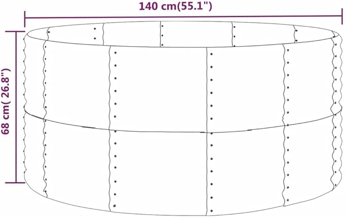 Grey Powder-Coated Steel Garden Raised Bed 55.1x55.1x26.8 Inch Large Outdoor Planter for Vegetables Herbs Flowers Durable Elevated Garden Bed