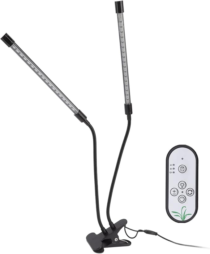 Plant Grow Light 30W USB Powered Dual Head Clip On Full Dimmable with Timing - Energy Efficient Flexible Angle Ideal for Indoor Plants