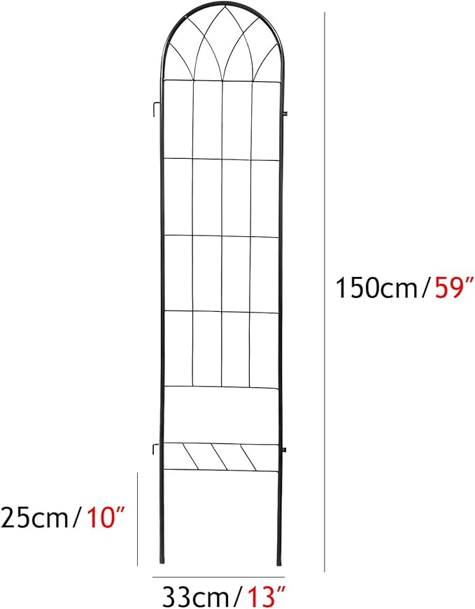 Garden Trellis for Climbing Plants Decorative Privacy Screen Metal Garden Ornament 150x33cm Indoor Outdoor Flower Fruit Vegetable (Black/White)(Color:BlackSize:150x33cm)