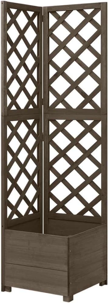 Decorative Garden Raised Bed Vegetable Planting pots Corner Trellis Planter Gray 15.7x15.7x59 Solid Fir Wood for Growing Outdoor Plants Vegetables