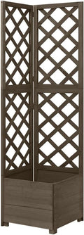 Decorative Garden Raised Bed Vegetable Planting pots Corner Trellis Planter Gray 15.7x15.7x59 Solid Fir Wood for Growing Outdoor Plants Vegetables