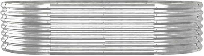 SKM Garden Raised Bed Silver Powder-Coated Steel Large DurableSilver (Weight 12.06KG)