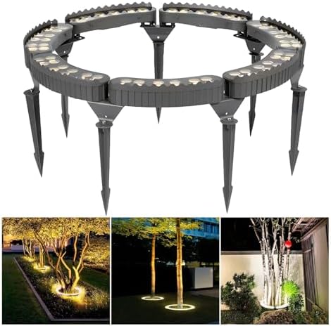 Outdoor Landscape Spotlights Outdoor Palm Tree Lights LED Low Voltage Landscape Tree Ring Lights Garden Lights (Warm White Light Pack of 7)