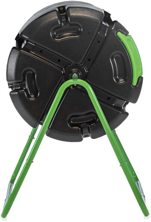 FCMP Outdoor HOTFROG Roto Single Chamber Batch Tumbling Composter - Outdoor Rotating Garden Compost Bin (HF-RM4000) Black &amp Green (37-Gallon)