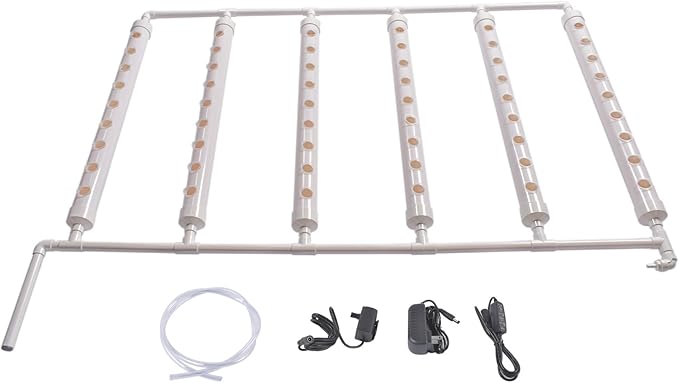 White Hydroponic Tower for Leafy Vegetables 1 Layers 54 Plant Sites Wall-Mounted Hydroponic Grow Kit w/Water Pump Pump Timer
