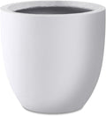 Kante 16.5 Dia Round Concrete Planter Large Outdoor Modern Indoor Decorative Plant Pots with Drainage Hole and Rubber Plug for Home and Garden Pure White