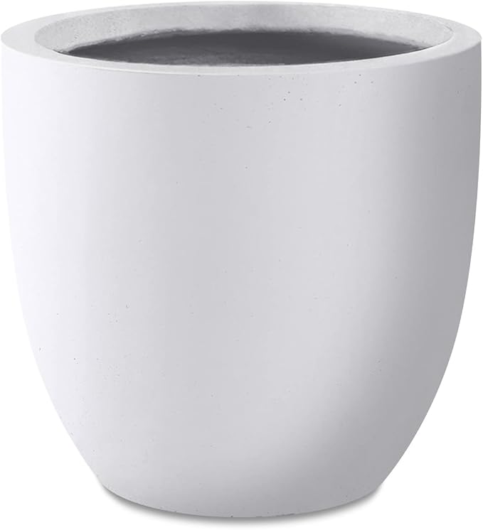 Kante 16.5 Dia Round Concrete Planter Large Outdoor Modern Indoor Decorative Plant Pots with Drainage Hole and Rubber Plug for Home and Garden Pure White