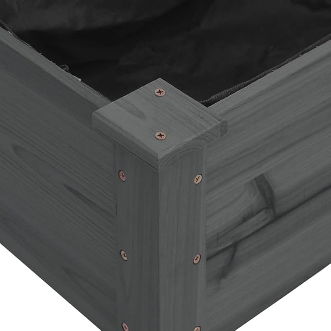 Garden Raised Bed Planter Rectangular Rustic Wooden Planters for Outdoor Plants 47.2 Fir Wood Grey Finish Elevated Garden Bed for Vegetables &amp Flowers