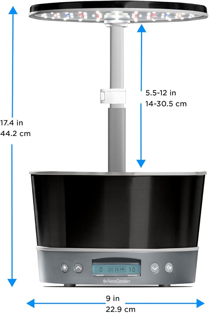 AeroGarden Harvest Elite 360 Indoor Garden Hydroponic System with LED Grow Light and Herb Kit Holds up to 6 Pods Platinum