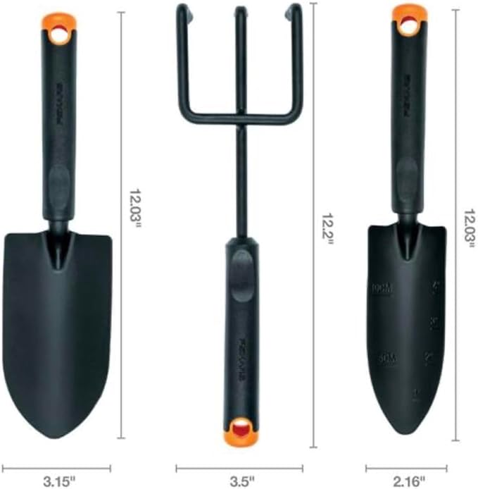 Garden Tool Set 3-Piece Trowel Cultivator Transplanter 12.2 Inch Length