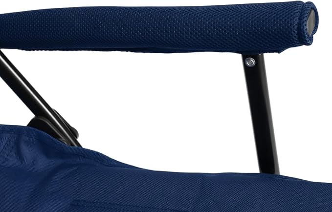 High Back Heavy Duty Lawn Chair Support 250LBS Portable Collapsible Chair with Cup Holder (Navy Blue + Steel)