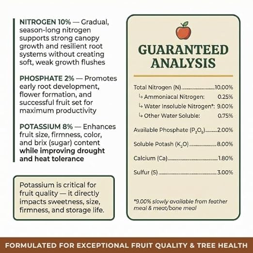 Old Cobblers Farm™ Wicked Organics 10-2-8 Fertilizer – Slow-Release Plant Food for All Fruit Trees – Boosts Root Strength Fruit Yield &amp Soil Health (5lbs|10lbs|15lbs|20lbs) (20lbs)