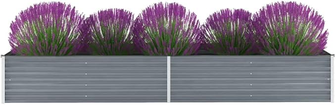 Garden Planter Raised Bed Galvanized Steel Patio Flower Plant Vegetable Bed with Open Bottom Lawn Backyard Outdoor Patio DIY Decor Gray 126x31.5x17.7