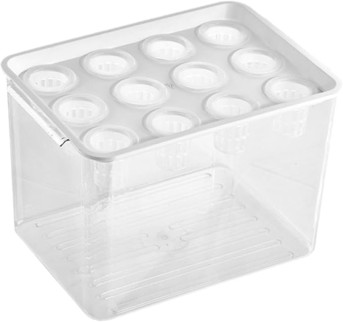 Indoor Hydroponics Tool Hydroponics Grower Kit Rectangular Sturdy 12 Hole Microgreens Growing Kit for Indoor Vegetables Home White Lid