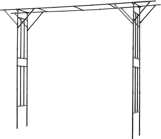 11.81FT Outdoor Garden Trellis for Climbing Plants Heavy Duty Steel Pipe Garden Arch Large Plant Support for Grapes Cucumbers Flowers Wedding Arch Patio Lawn Backyard(Black)