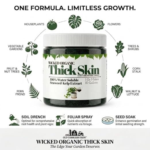 Old Cobblers Farm Wicked Organic Thick Skin – Seaweed Extract Powder Plant Growth Booster (1oz | 2oz) (2 oz)