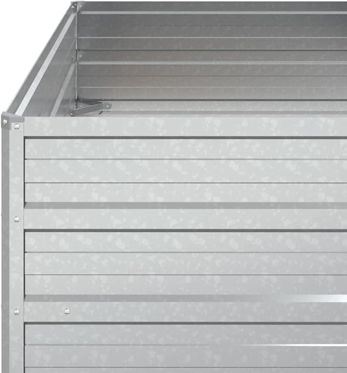 Garden Beds Outdoor Planter Cages Boxes Herb Garden Raised Bed 39.4x39.4x17.7 Galvanized Steel Silver for Garden Outdoor Lawn Patio Flower Planters Metal Trough