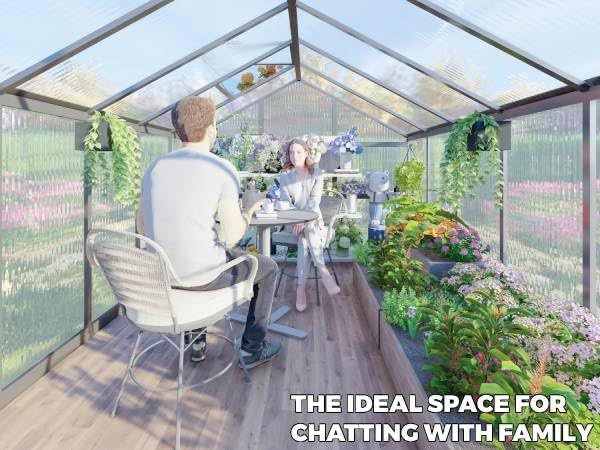 8x14 FT Greenhouse for Outdoors Polycarbonate Greenhouse with Quick Setup Structure and Roof Vent Aluminum Large Walk-in Green House for Outside Garden Backyard Dark Gray