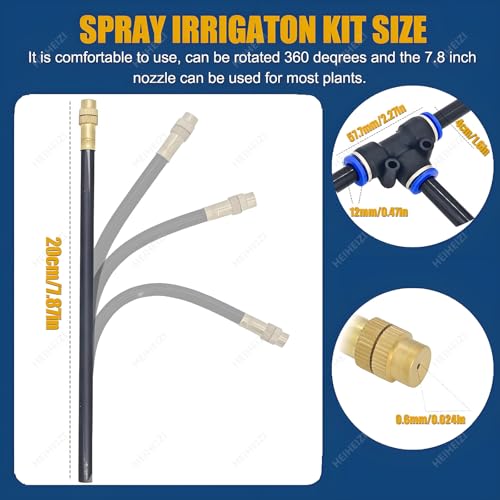 Automatic Drip Irrigation Kit - 20m/66ft Quick Connector System with 360° Adjustable Copper Nozzle for Garden Watering &amp Factory Cooling - Efficient Watering Solution