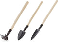 Mini Garden Tool Set 3pcs/Set Gardening Tools Wood Handle Stainless Steel Potted Plants Shovel Rake Spade for Flowers Potted Plant Seed Color : White Size : Whit
