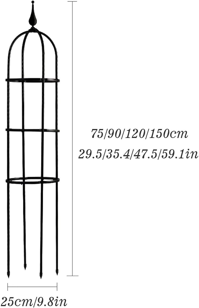 Garden Trellis for Climbing Plants Garden Tower Obelisk Trellises Rustproof Metal Potted Plant Climbing Support Large Garden Trellis Plant Supports for Climbing PlantsBlack25 * 90cm