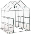 vidaXL Greenhouse with 8 Shelves and Steel Frame – Extend Your Growing Season - Transparent PVC Cover - 4.7'x4.7'x6.4' - Easy Setup for Gardening Enthusiasts