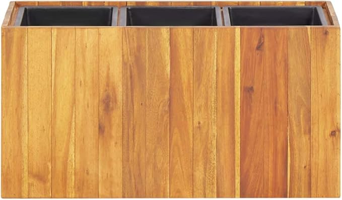 SKM Garden Raised Bed with 3 Pots Solid Acacia Wood-6572