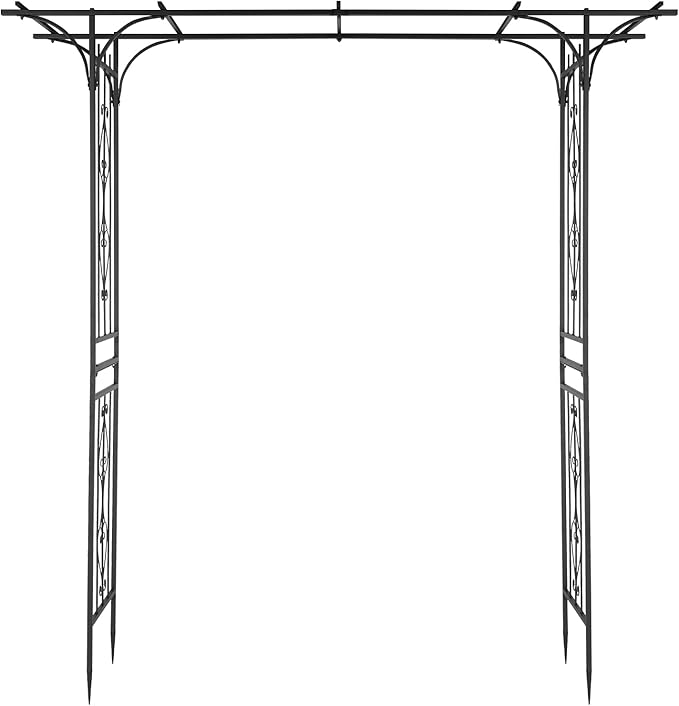 7FT Metal Garden Arch Trellis Heavy Duty Metal Garden Arbor with Stakes for Climbing Plants Outdoor Patio Stable Trellis Arch for Wedding Ceremony Party 81 L x 16 W x 85 H Black 16mm