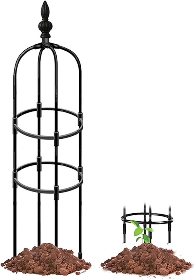 RADAAB Obelisk Garden Trellis Sturdy Metalobelisk Trellis 35.5 47.3 59 71 82.7 High Plant Support for Climbing Vines and Flowers Stands (Black) (Size : 11/28cm Dia. x 71/180cm H)