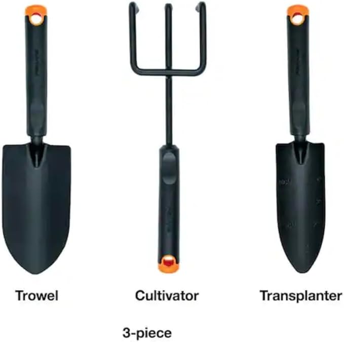 Garden Tool Set 3-Piece Trowel Cultivator Transplanter 12.2 Inch Length