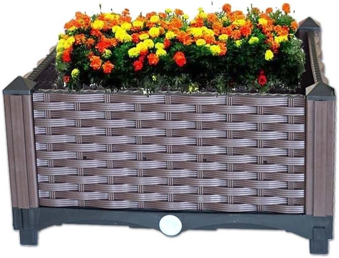 YSUEFIJO Raised Garden Bed with Self Watering Planter Box and Drainage Plug Elevated Vegetable Growing Bed Planter Raised Beds for Vegetables Flowers Herbs and Succulents