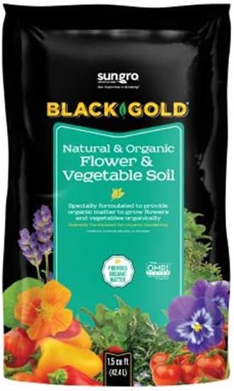 SunGro Black Gold Outdoor Natural and Organic Garden Flower and Vegetables Blend Potting Soil Mix for Outdoor Plants 1.5 Cubic Foot Bag (4 Pack)