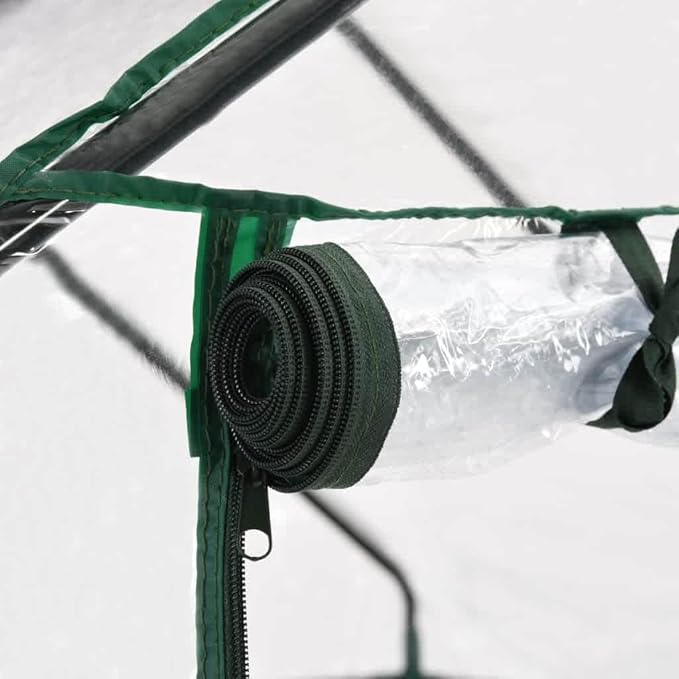 vidaXL Greenhouse with 8 Shelves and Steel Frame – Extend Your Growing Season - Transparent PVC Cover - 4.7'x4.7'x6.4' - Easy Setup for Gardening Enthusiasts