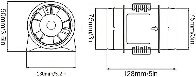 12V Inline Blower High Air Compact 3 Inch Inline Duct Fan for Ducting