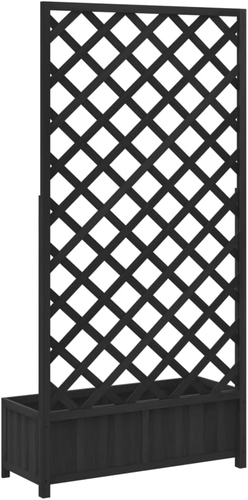 Planter with Trellis Patio planters Standing Planter Gardening Box Raised Flower Bed Suitable for Nursery Orchard Courtyard Corridor Black Solid Wood Fir