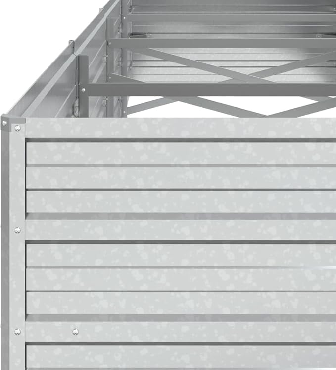 Garden Raised Bed Silver Galvanized Steel Large Gardening Pots &amp Planters 316892