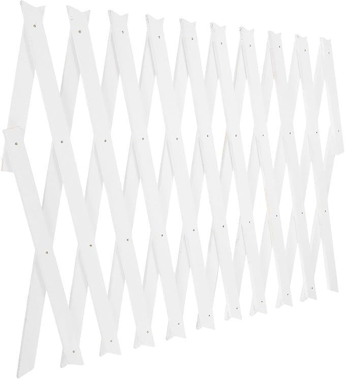 jojofuny Wood Fence Panel Garden Trellis Fence Panel Indoor Outdoor Expandable Wooden Lattice Wall Trellis for Climbing Plants Vine Support 44cm White