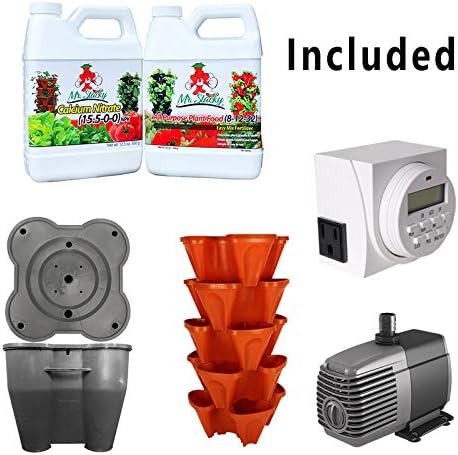 Mr. Stacky Smart Farm - Automatic Self Watering Garden - Grow Fresh Healthy Food Virtually Anywhere Year Round - Soil or Hydroponic Vertical Tower Gardening System (Standard Kit Stone)