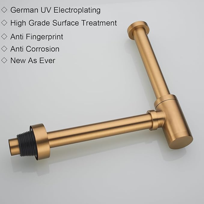 RANDOM Brass Round Bottle P-Trap 1 1/4Raise and Lengthen Adjustable Basin Sink Waste Drain Trap KitChampagne Bronze.RD-83888CB-L