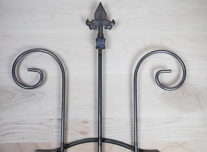 Rustic Wrought Iron Garden Trellis – Decorative Climbing Vine Support with Finial Top – Heavy-Duty Uncoated Metal for Natural Patina – Handcrafted Vertical Plant Frame for Outdoor Landscaping (71)