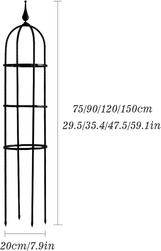 Garden Trellis for Climbing Plants Garden Tower Obelisk Trellises Rustproof Metal Potted Plant Climbing Support Large Garden Trellis Plant Supports for Climbing PlantsBlack25 * 75 cm