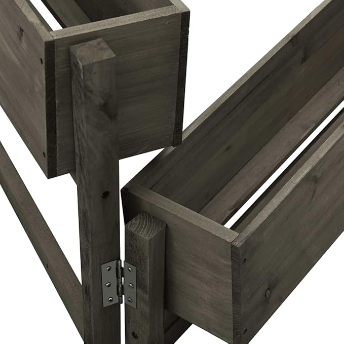 Garden Folding Planter Raised for Indoor Outdoor Vegetables Flower Herb Plants Bed Elevated Wood Wooden Box Stand for Backyard Patio Balcony Liner Trellis 23.6 x 5.5 x 29.5 (W x D x H)